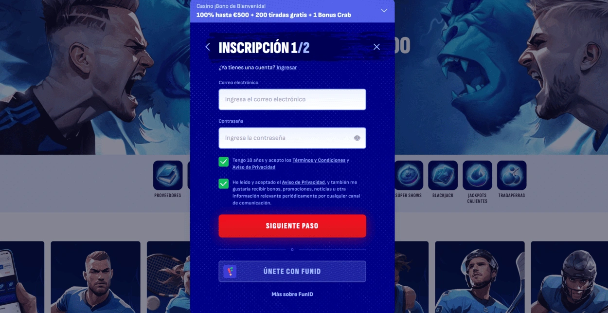 Registro rápido en BankonBet Casino